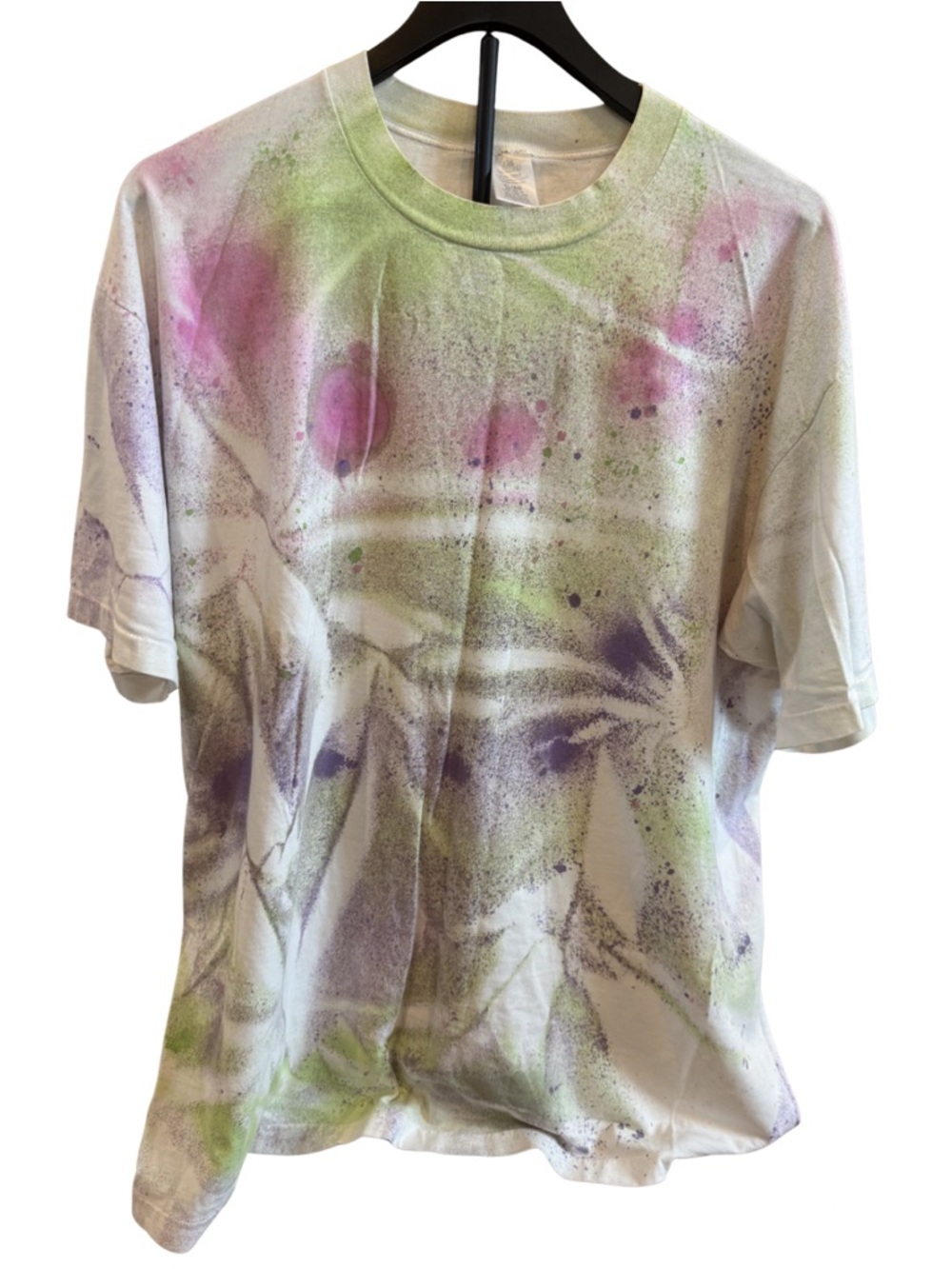 Vintage Stafford tie-dye with Pink, Green & Purple Spray Design Single Stitch